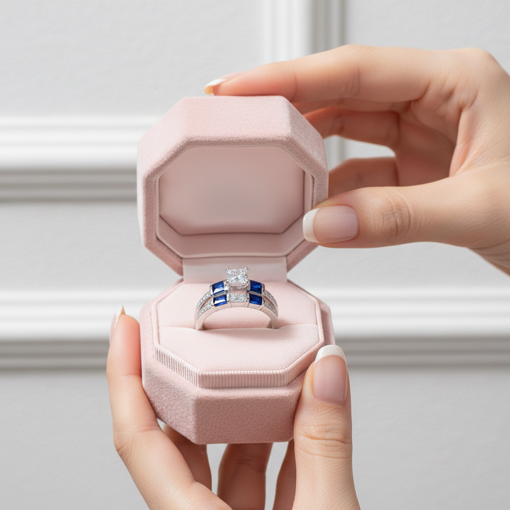 2pcs Princess Cut Diamond Wedding Ring Set-Black Diamonds New York