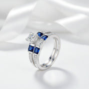 2pcs Princess Cut Diamond Wedding Ring Set