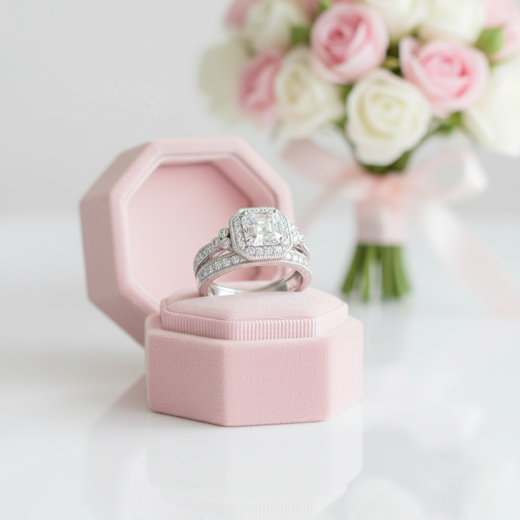 2Pcs Princess Cut Diamond Option Engagement Ring Set-Black Diamonds New York