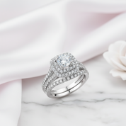 2Pcs Round Cut Diamond Option Curve Band Blue Side Stone Engagement Ring-Black Diamonds New York