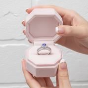 2Pcs Round Cut White & Blue Diamond Option Halo Ring Set-Black Diamonds New York
