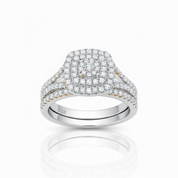 2Pcs Round Diamond Option Halo Engagement Ring Set-Black Diamonds New York