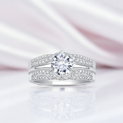 Round Diamond Option Ring with Wavy Double Band Set-Black Diamonds New York