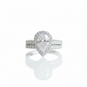 2pcs Tear Drop Shaped Diamond Option Engagement Ring Set-Black Diamonds New York