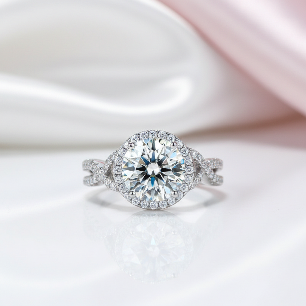 3.0Ct Round Diamond Option Luxury Twisted Engagement Ring-Black Diamonds New York