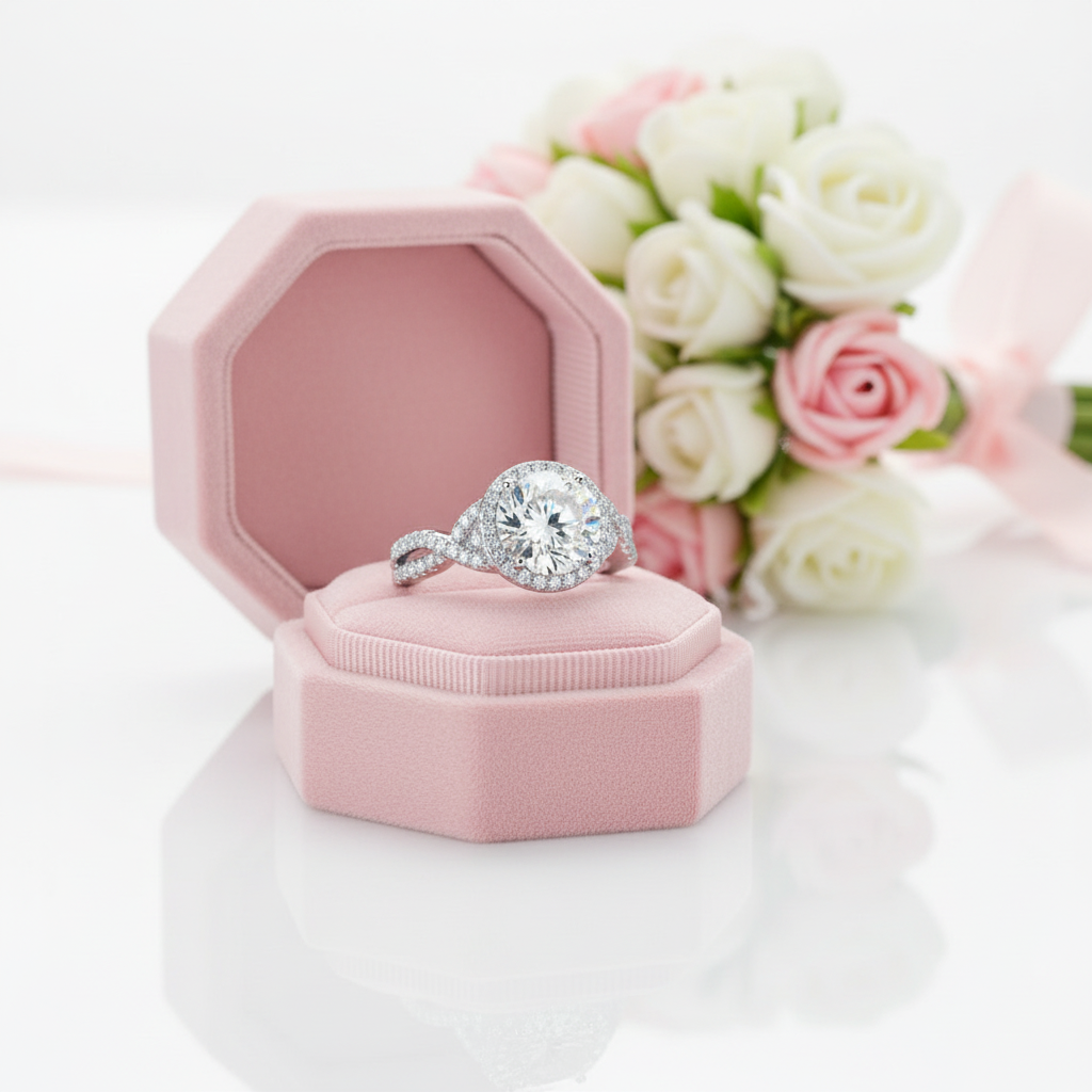 3.0Ct Round Diamond Option Luxury Twisted Engagement Ring-Black Diamonds New York