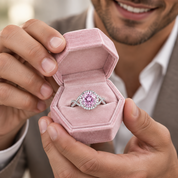 Luxurious 3.0 Ct Fancy Pink Diamond Option Halo Engagement Ring-Black Diamonds New York