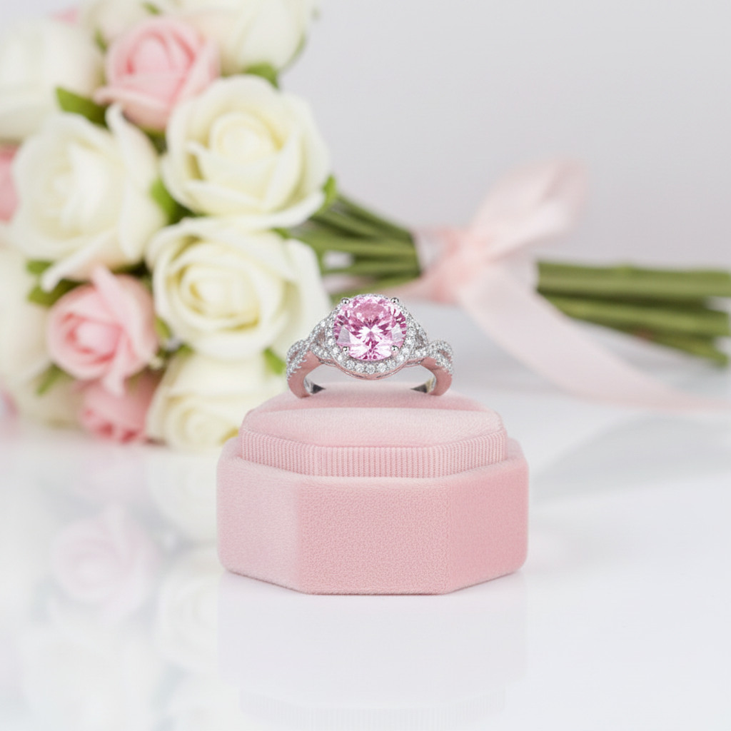 Luxurious 3.0 Ct Fancy Pink Diamond Option Halo Engagement Ring-Black Diamonds New York