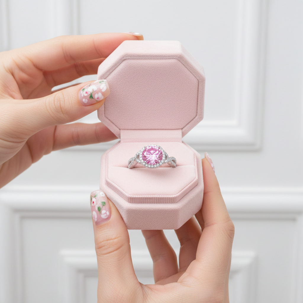 Luxurious 3.0 Ct Fancy Pink Diamond Option Halo Engagement Ring-Black Diamonds New York