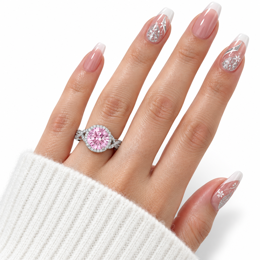 Luxurious 3.0 Ct Fancy Pink Diamond Option Halo Engagement Ring-Black Diamonds New York