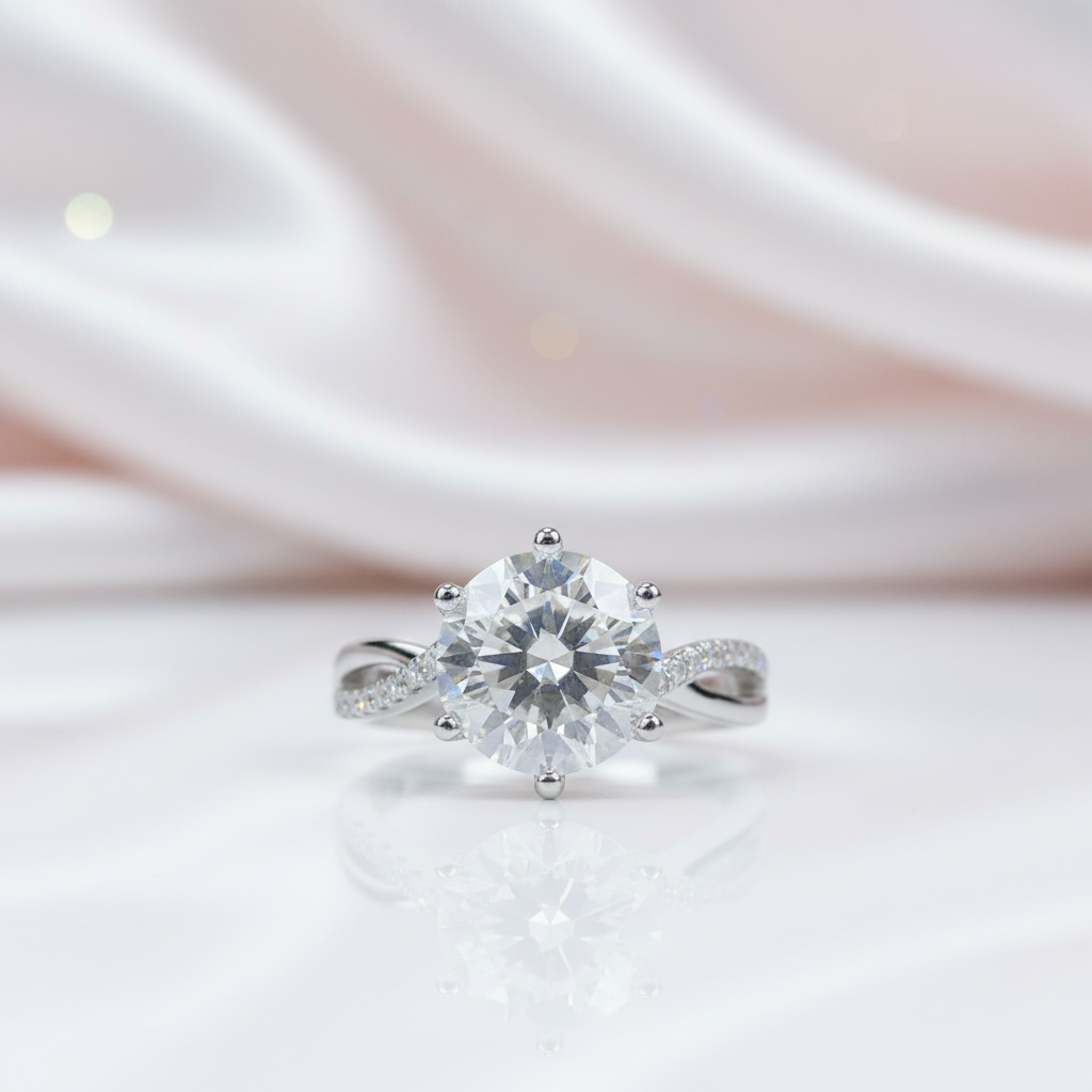 3 Carat Round Cut Diamond Option 6 Claw Engagement Ring-Black Diamonds New York