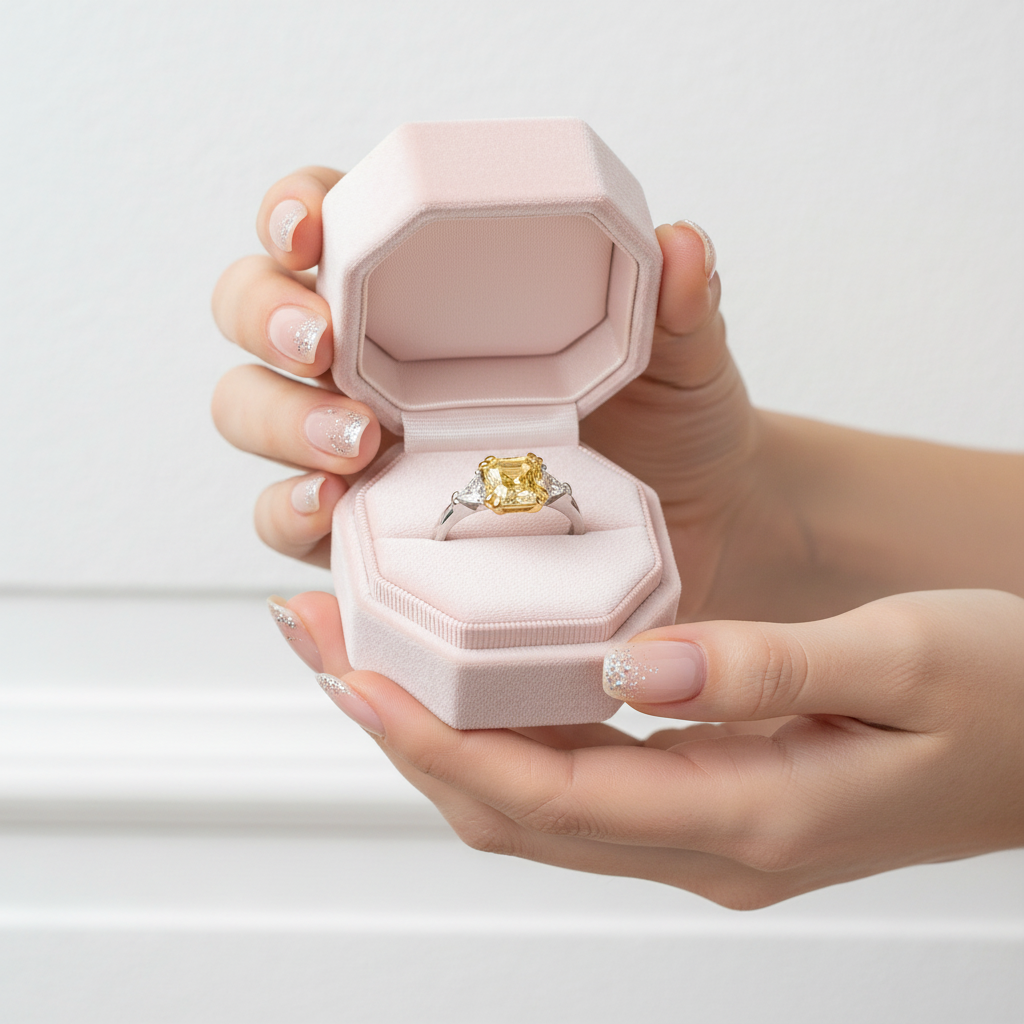 3 ct Asscher Cut Yellow Diamond Engagement Ring-Black Diamonds New York