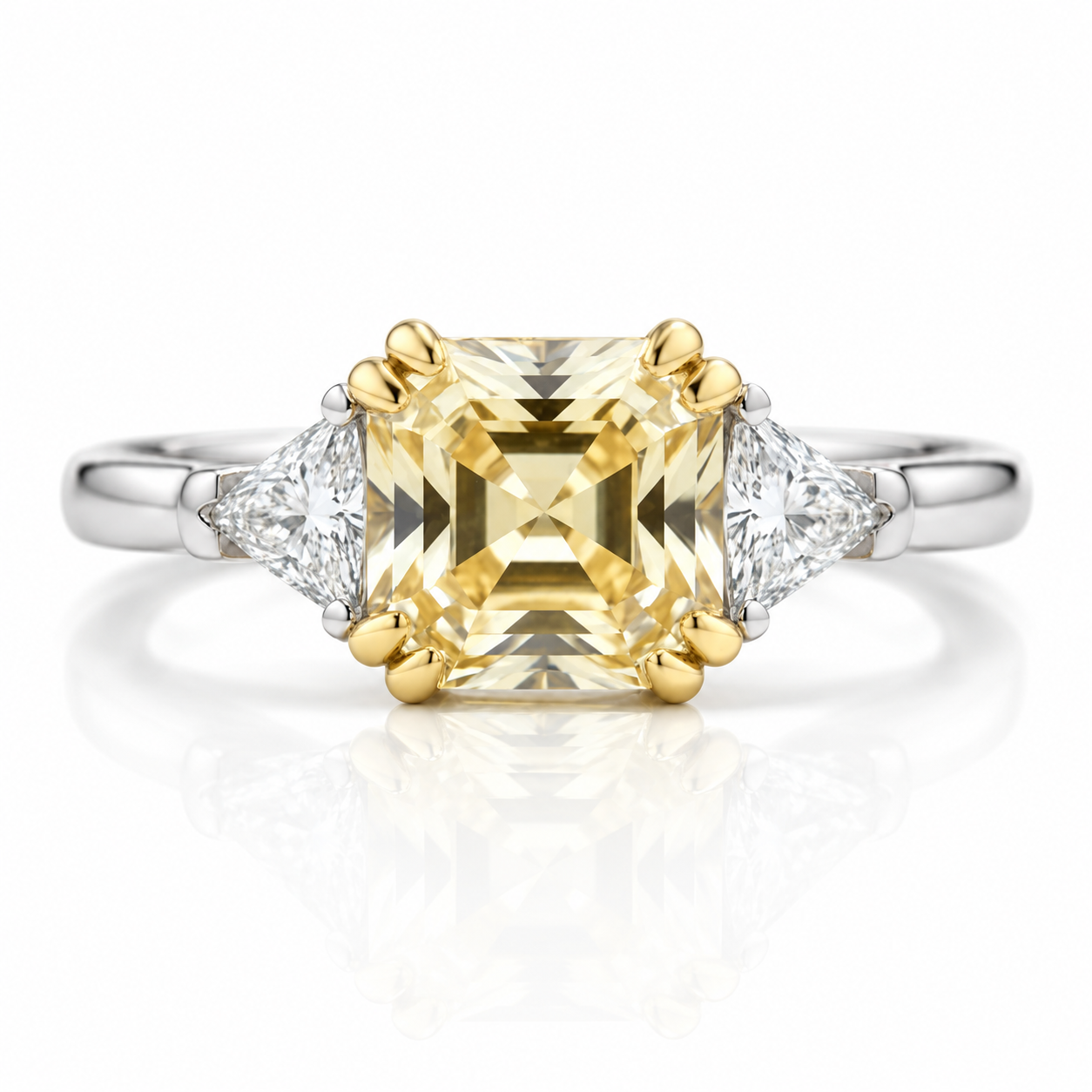 3 ct Asscher Cut Yellow Diamond Option Engagement Ring-Black Diamonds New York