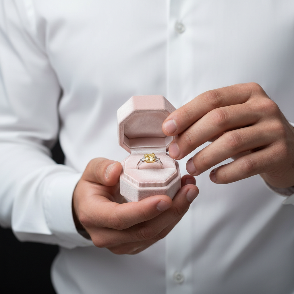 3 ct Asscher Cut Yellow Diamond Engagement Ring-Black Diamonds New York