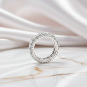 3 Row Round Cut Women's Wedding Band Ring-Black Diamonds New York