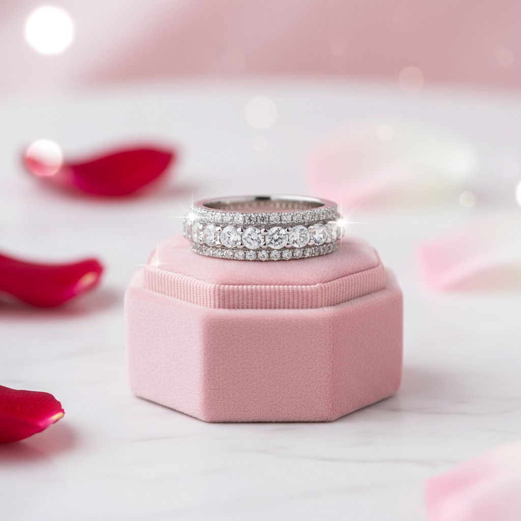 3 Row Round Cut Women's Wedding Band Ring-Black Diamonds New York