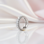 3 Row Round Cut Women's Wedding Band Ring-Black Diamonds New York