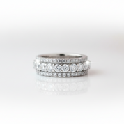 3 Row Round Cut Women's Wedding Band Ring-Black Diamonds New York