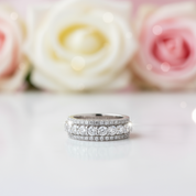 3 Row Round Cut Women's Wedding Band Ring-Black Diamonds New York