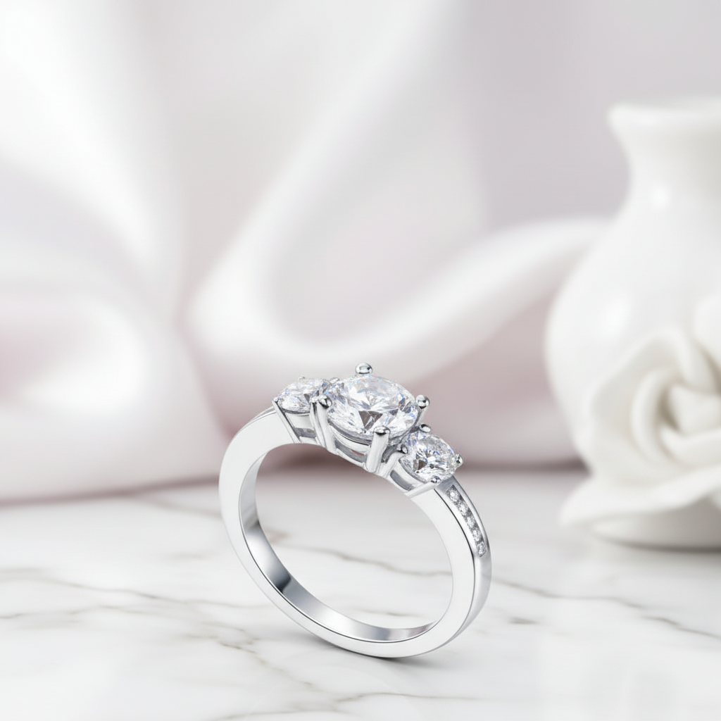 Three Stone Round Diamond Option Ring-Black Diamonds New York