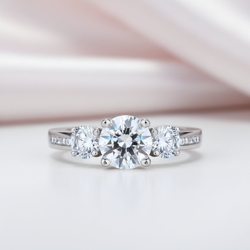 Three Stone Round Diamond Option Ring-Black Diamonds New York