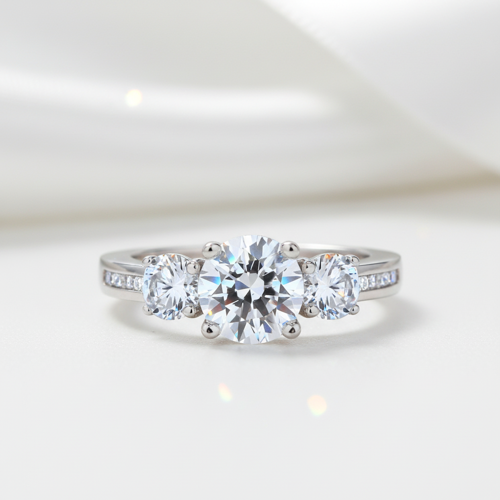 Three Stone Round Diamond Option Ring-Black Diamonds New York