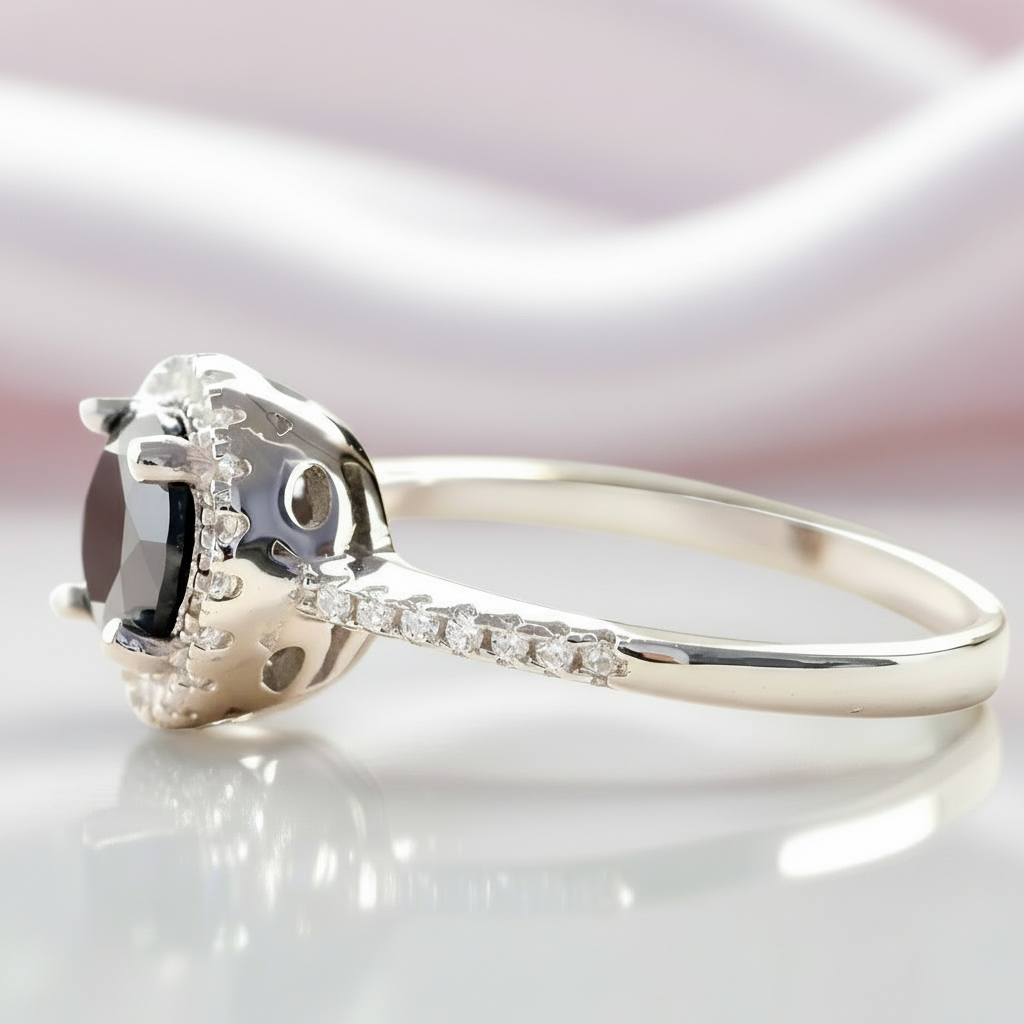 3.0 Ct Round Black Diamond Engagement Ring-Black Diamonds New York