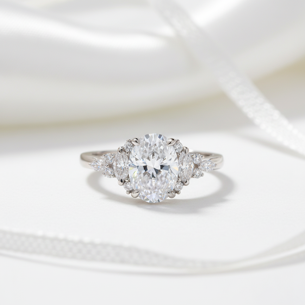 3.0Ct Oval-cut Diamond Option White Gold Engagement Ring-Black Diamonds New York