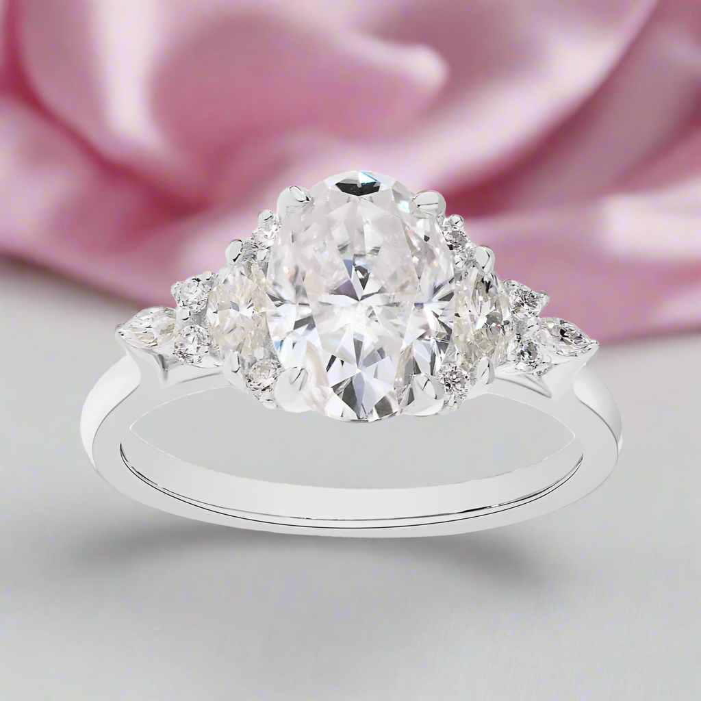 3.0Ct Oval-cut Diamond White Gold Engagement Ring-Black Diamonds New York