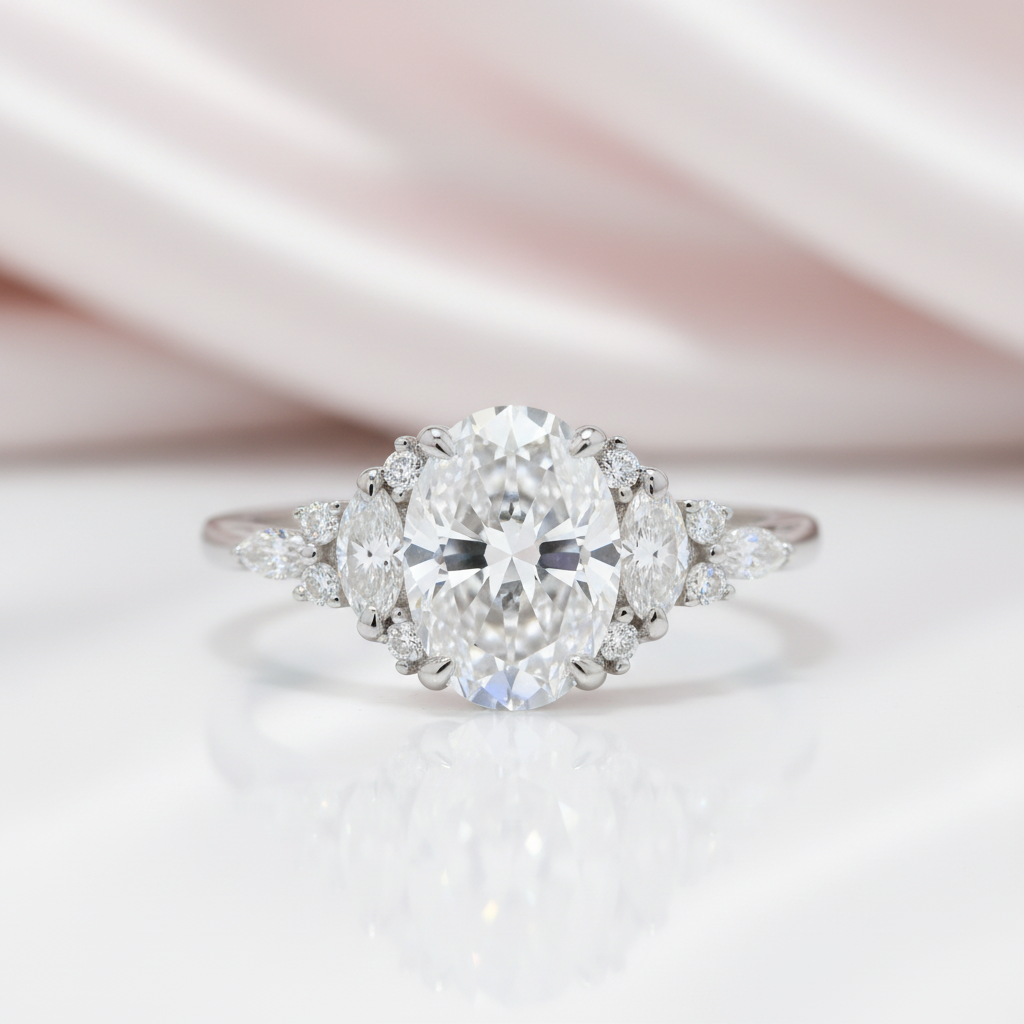3.0Ct Oval-cut Diamond Option White Gold Engagement Ring-Black Diamonds New York