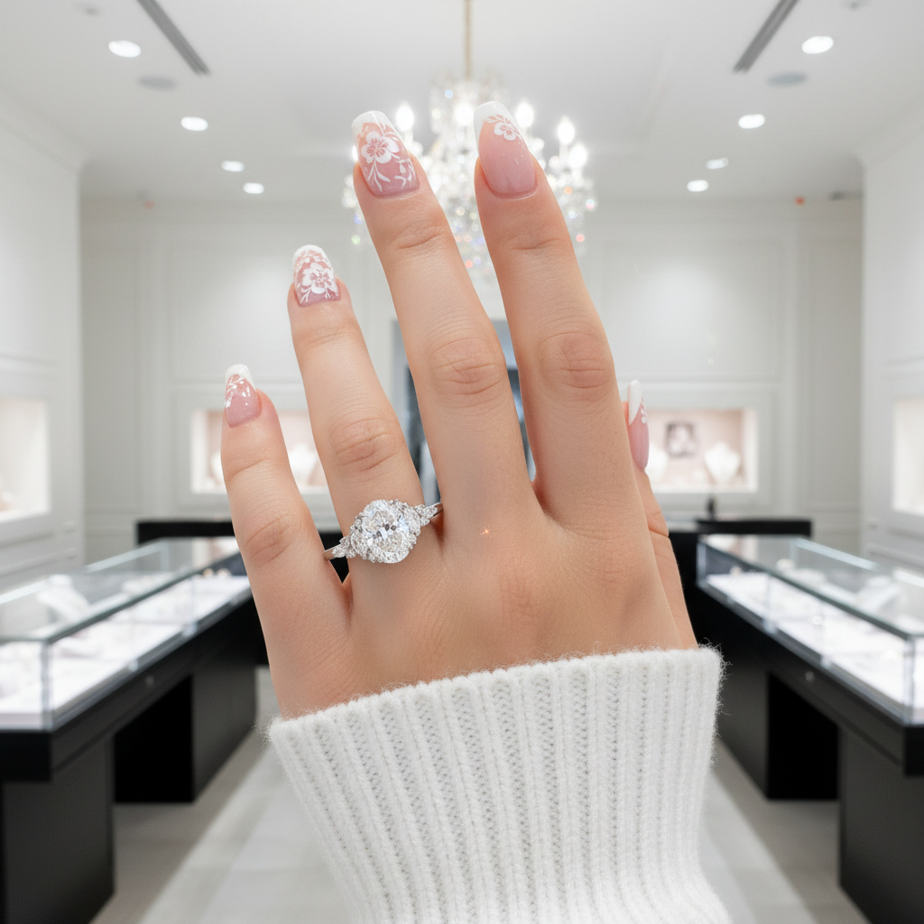 3.0Ct Oval-cut Diamond Option White Gold Engagement Ring-Black Diamonds New York
