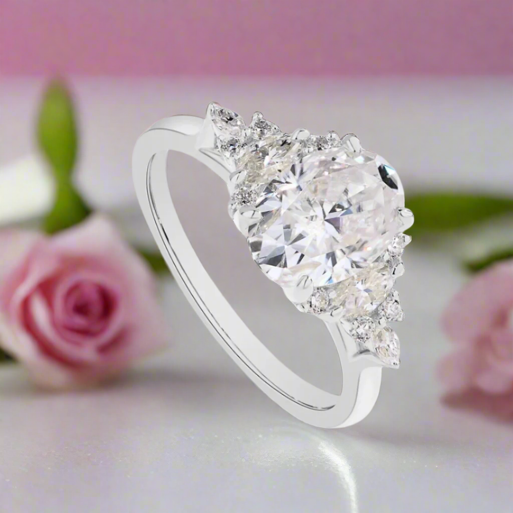 3.0Ct Oval-cut Diamond White Gold Engagement Ring-Black Diamonds New York