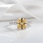 3.0 Carat Cushion Cut Yellow Sapphire Engagement Ring-Black Diamonds New York