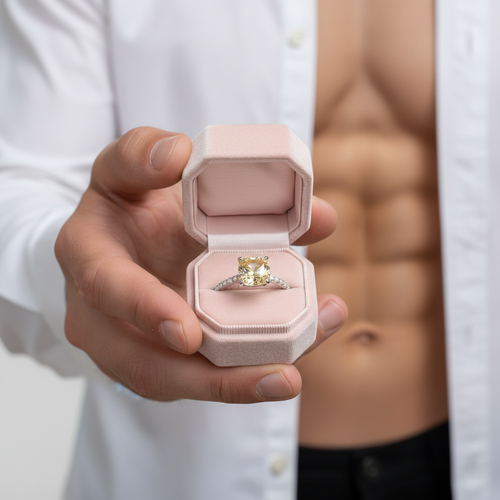 3.0 Carat Cushion Cut Yellow Sapphire Engagement Ring-Black Diamonds New York