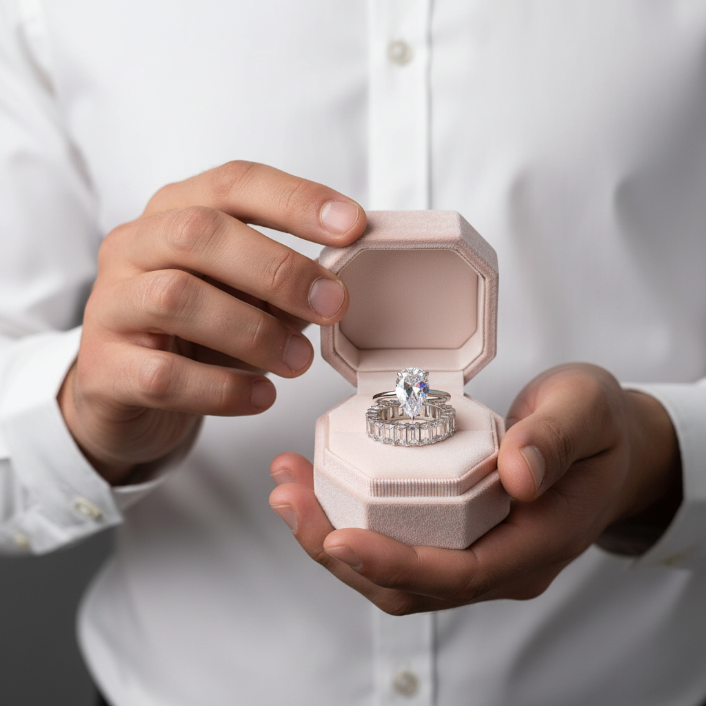 3.0 Carat Pear Cut Diamond Ring Set-Black Diamonds New York