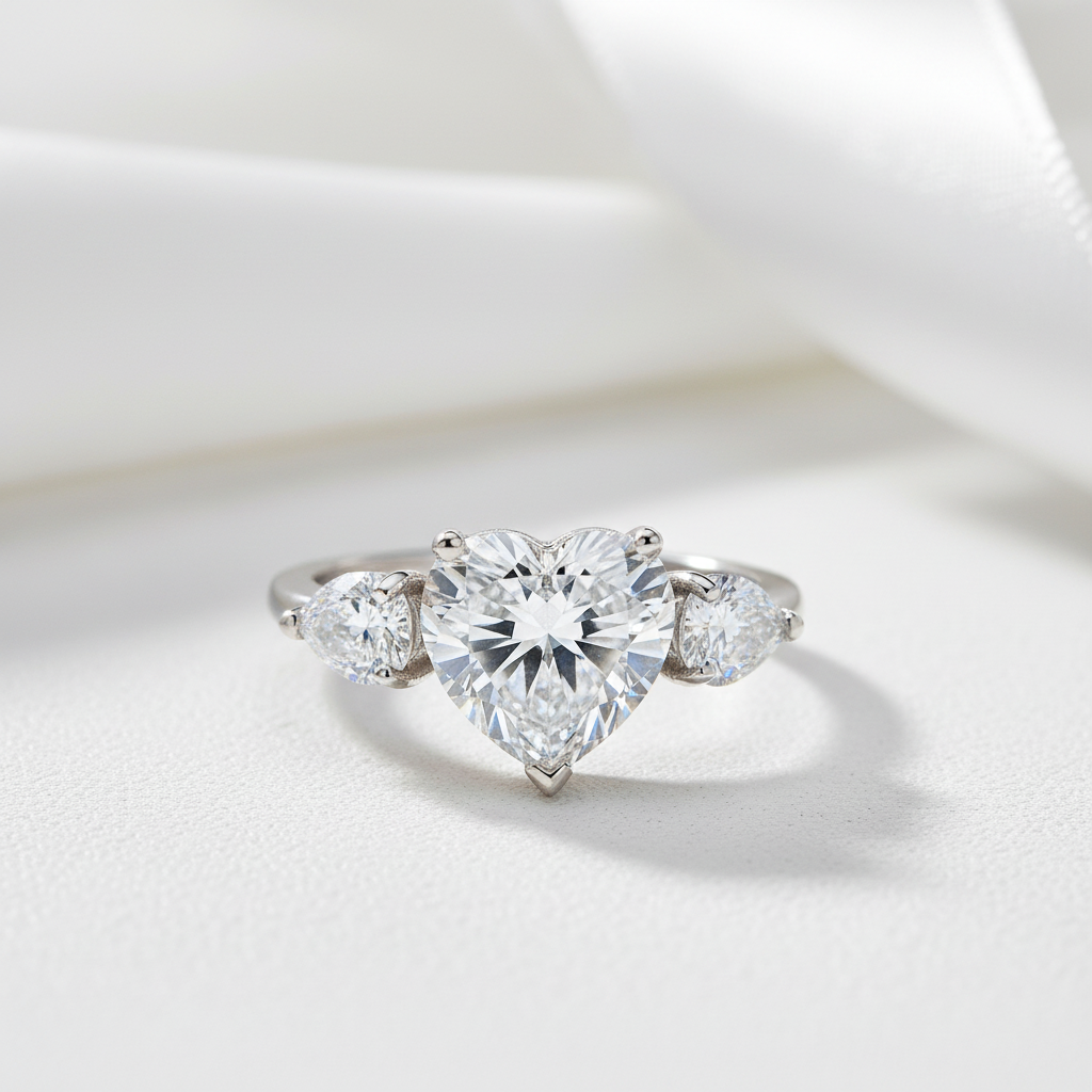 3.0 Ct Heart Cut Diamond Option Engagement Ring-Black Diamonds New York