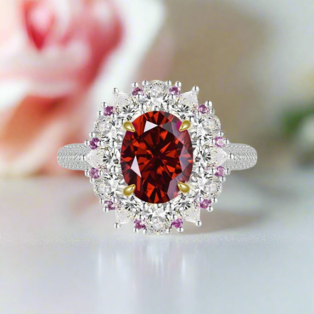 3.0 Ct Oval Cut Diamond Halo Engagement Ring-Black Diamonds New York