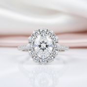 3.0 Ct Oval Cut Diamond Option Halo Engagement Ring-Black Diamonds New York