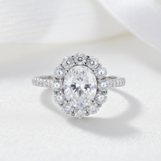 3.0 Ct Oval Cut Diamond Option Halo Engagement Ring-Black Diamonds New York