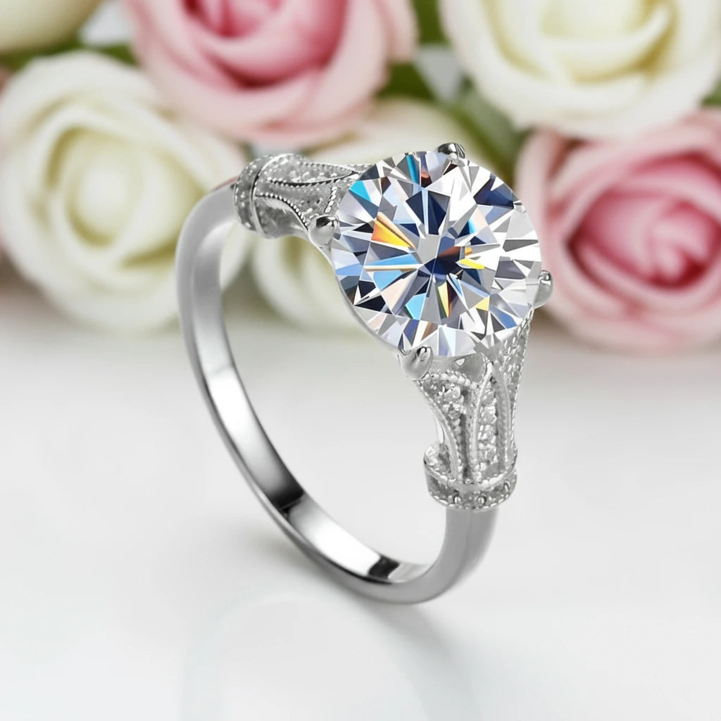 3.0 Ct Round-Cut Diamond Engagement Ring-Black Diamonds New York