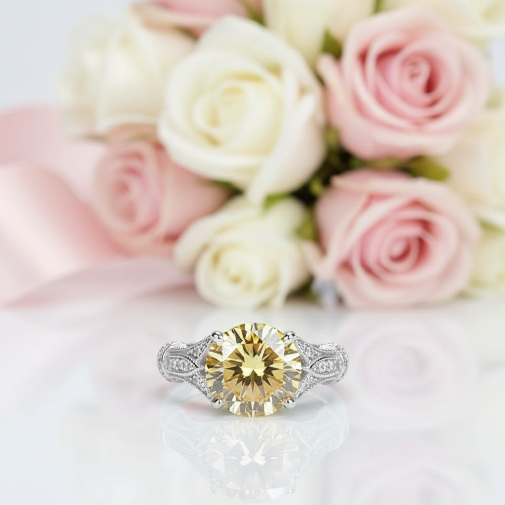 3.0 Ct Round-Cut Diamond Option Engagement Ring-Black Diamonds New York