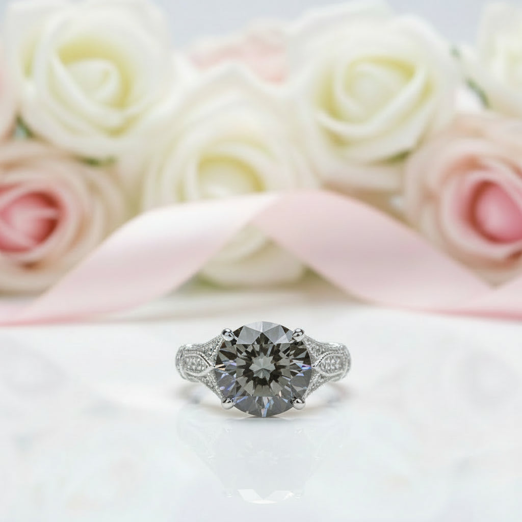 3.0 Ct Round-Cut Diamond Option Engagement Ring-Black Diamonds New York