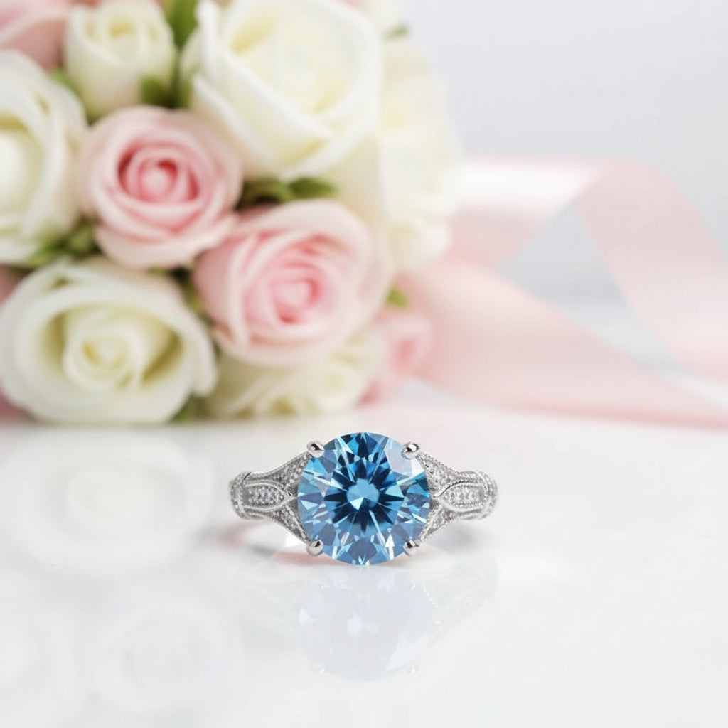 3.0 Ct Round-Cut Diamond Option Engagement Ring-Black Diamonds New York