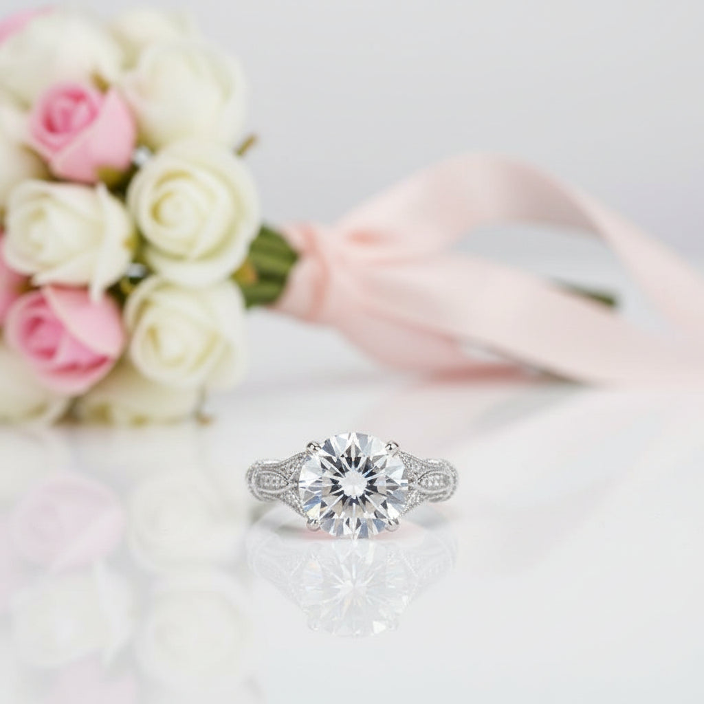 3.0 Ct Round-Cut Diamond Option Engagement Ring-Black Diamonds New York