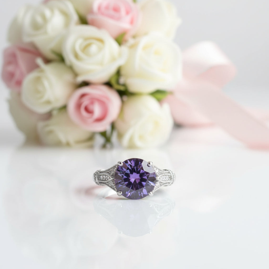 3.0 Ct Round-Cut Diamond Option Engagement Ring-Black Diamonds New York