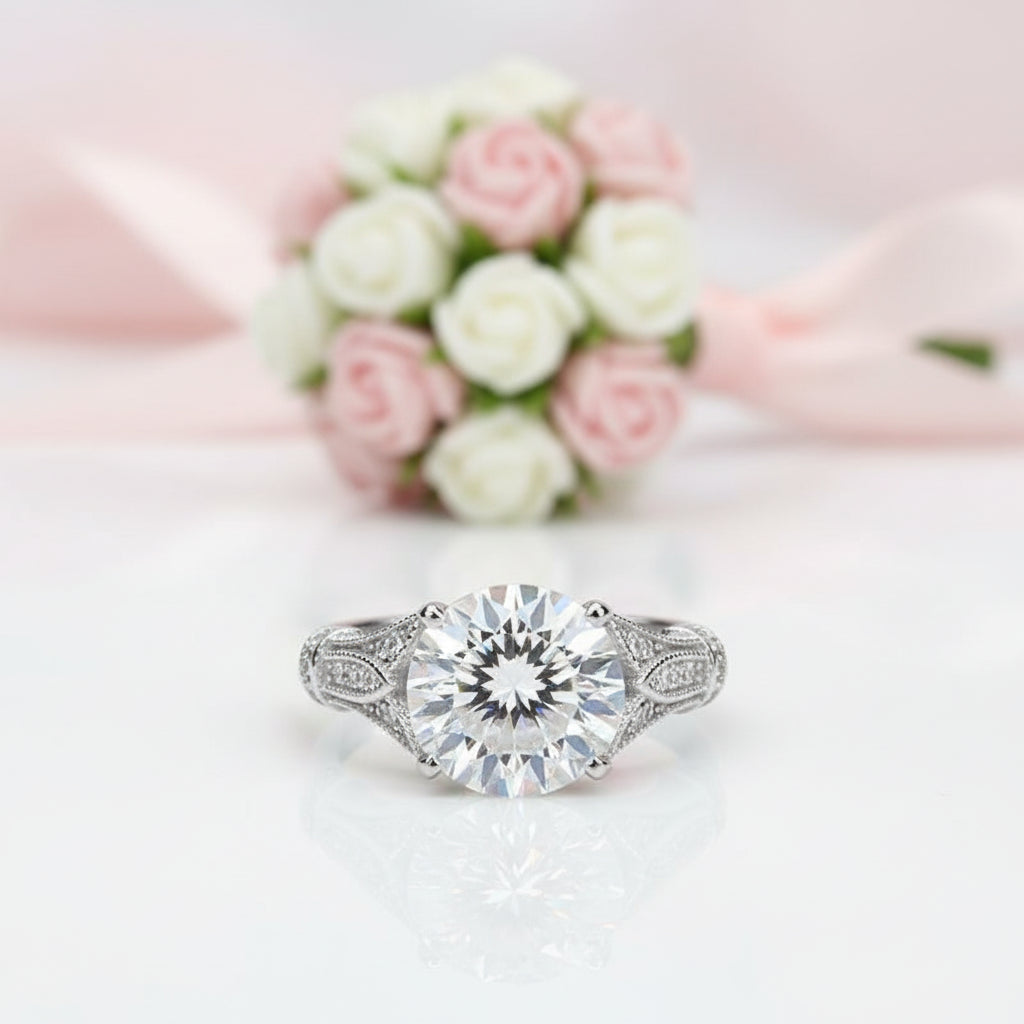 3.0 Ct Round-Cut Diamond Option Engagement Ring-Black Diamonds New York