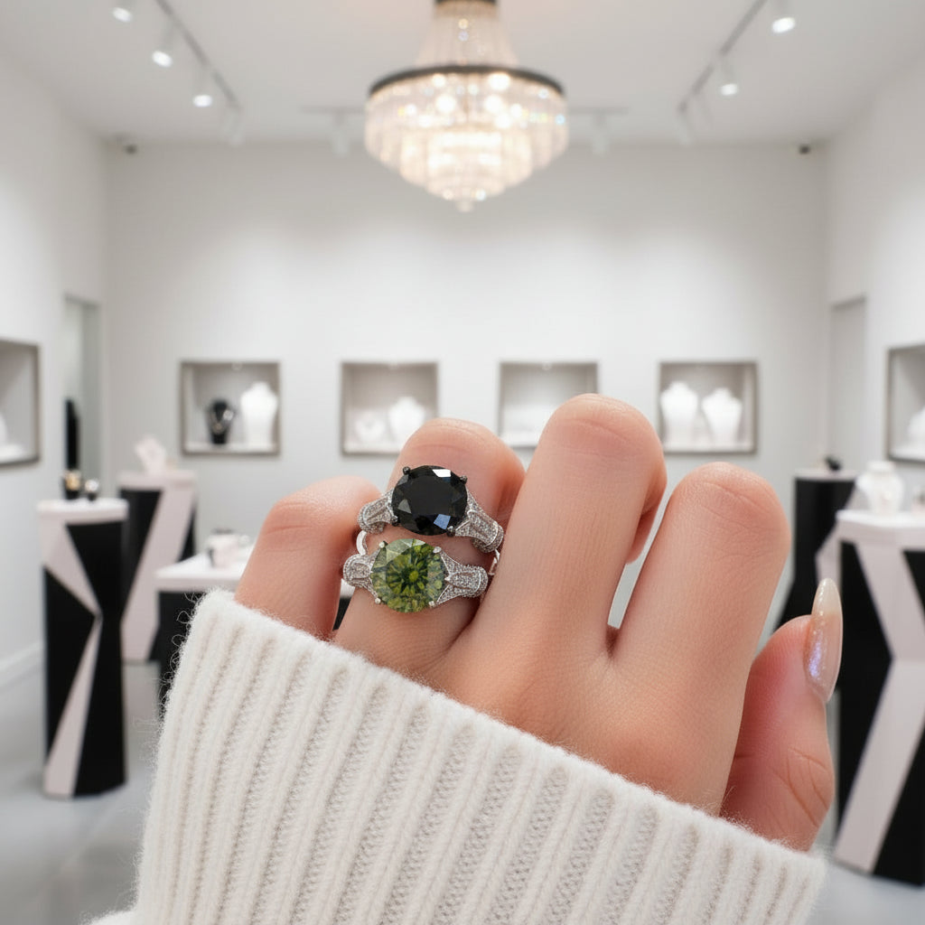 3.0 Ct Round-Cut Diamond Option Engagement Ring-Black Diamonds New York
