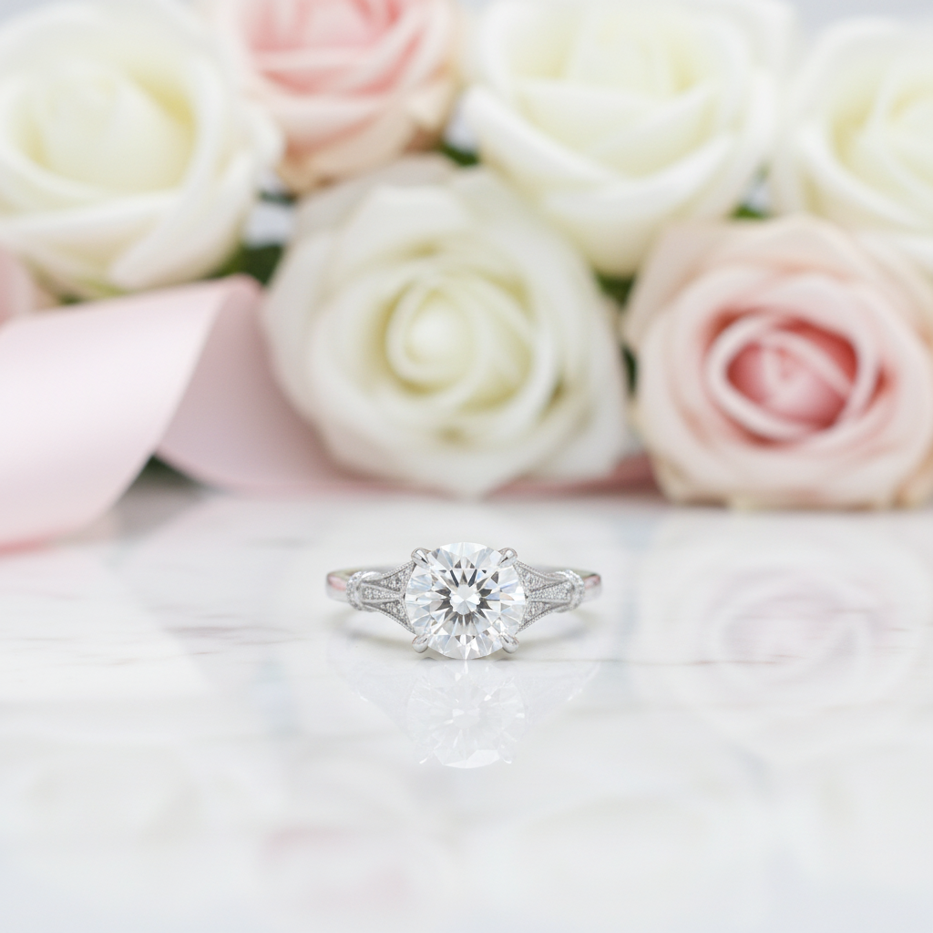 3.0 Ct Round-Cut Diamond Option Engagement Ring-Black Diamonds New York
