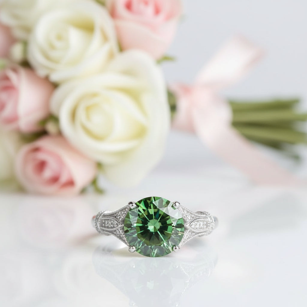 3.0 Ct Round-Cut Diamond Option Engagement Ring-Black Diamonds New York