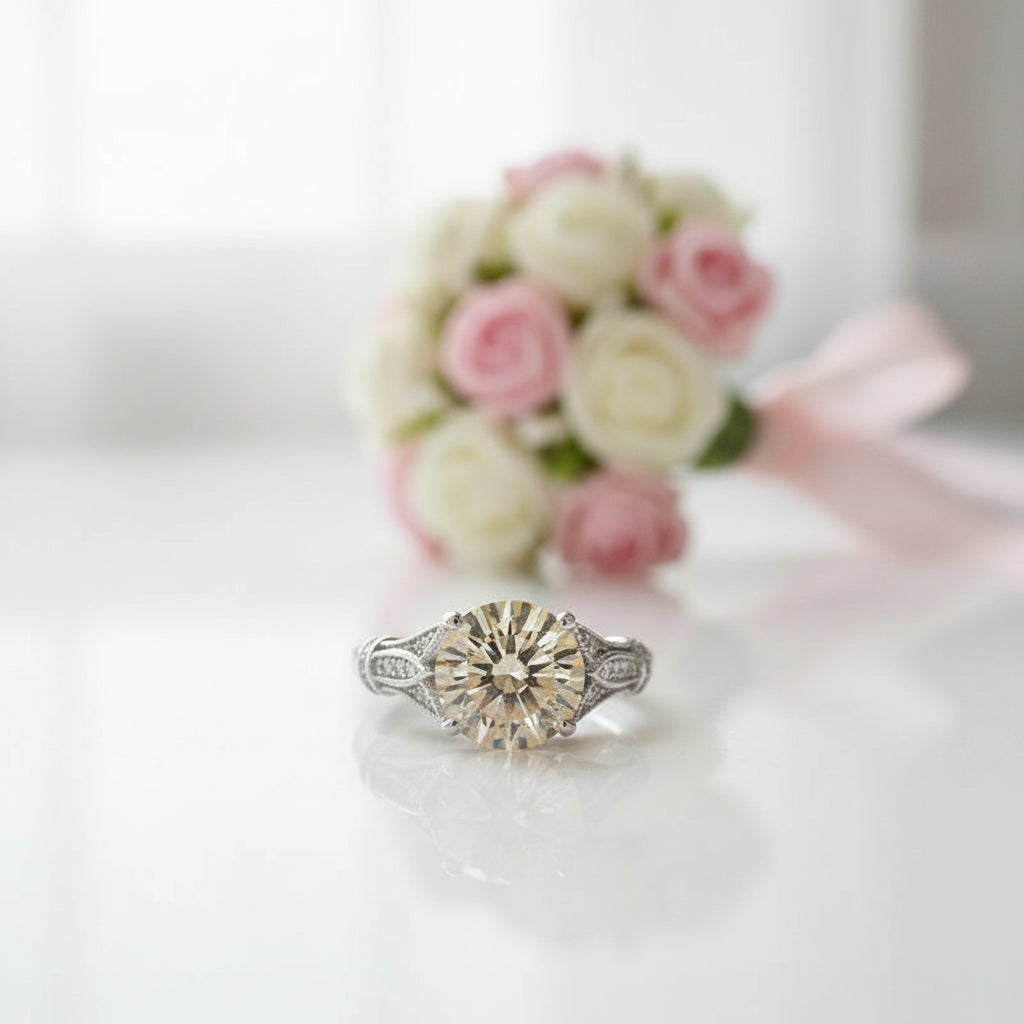 3.0 Ct Round-Cut Diamond Option Engagement Ring-Black Diamonds New York